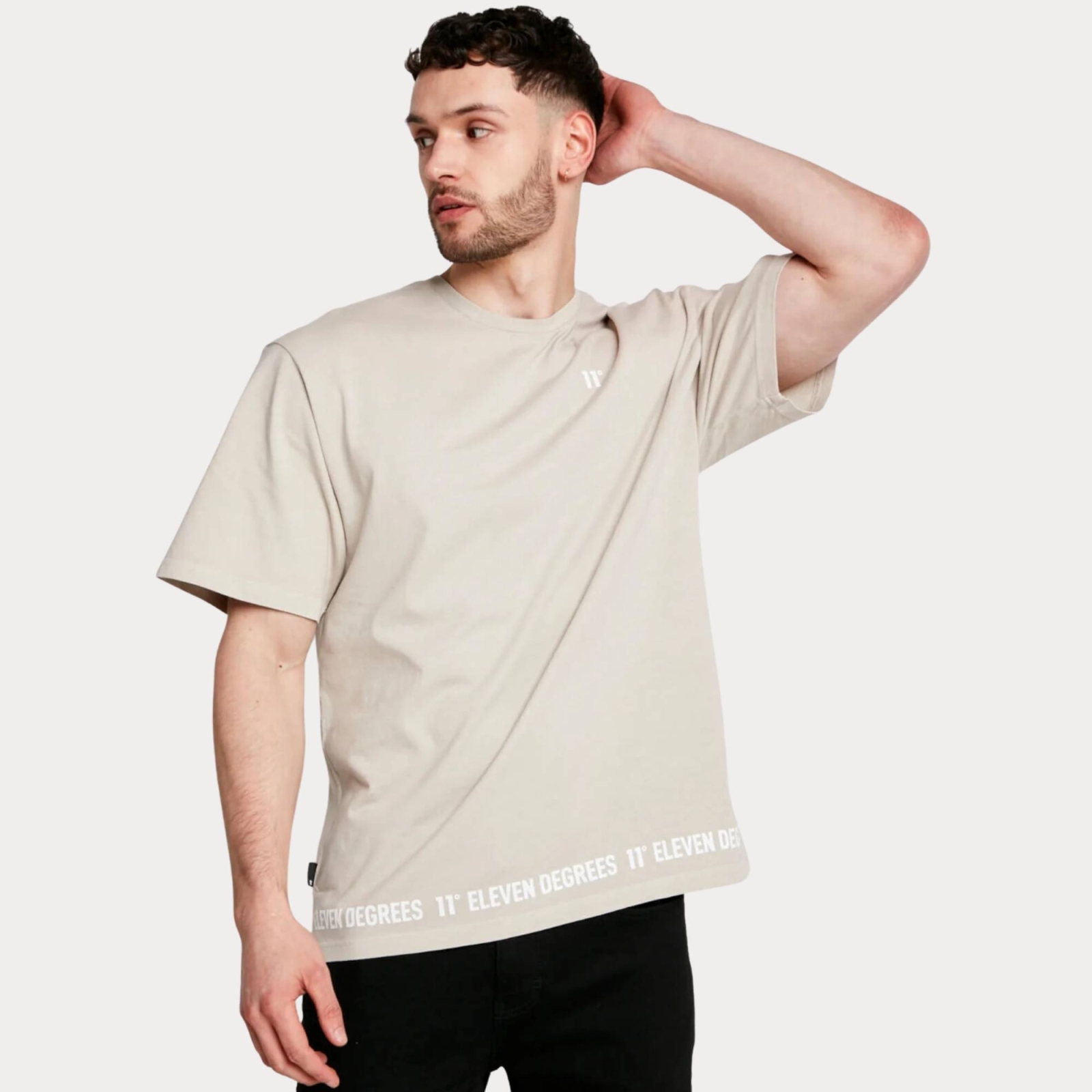 11 DEGREES WASHED HEM PRINT T-SHIRT