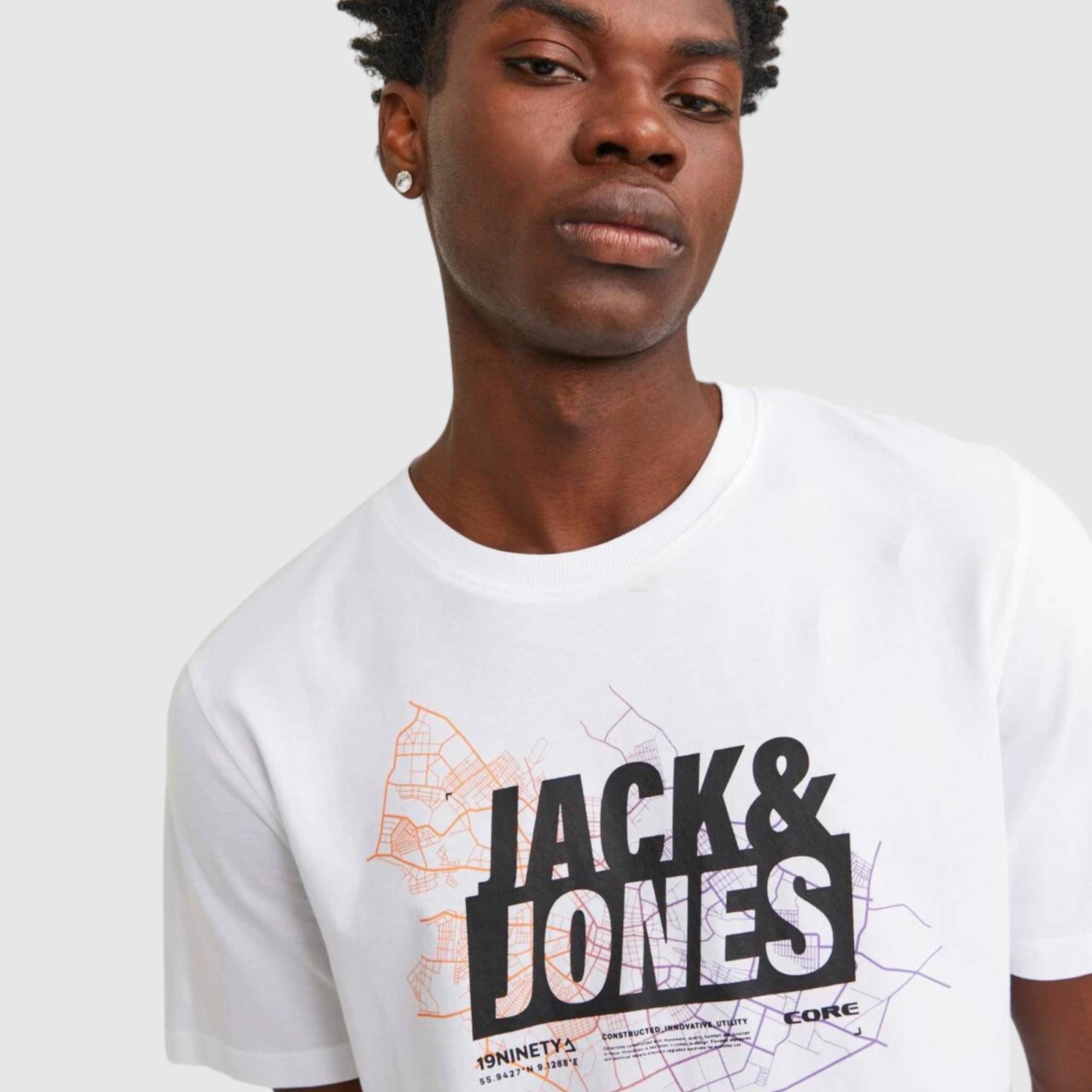 JACK & JONES MAP LOGO TEE CREW NECK