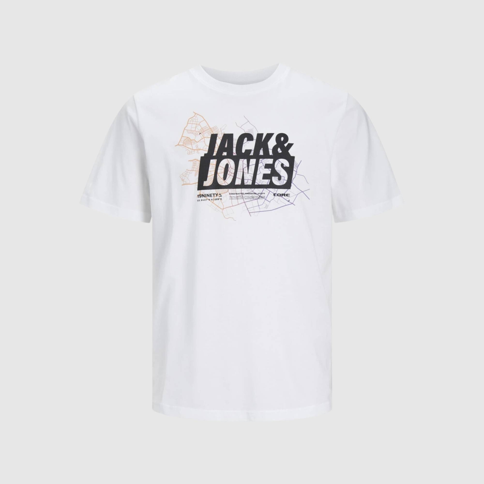 JACK & JONES MAP LOGO TEE CREW NECK