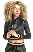 SIKSILK BASEBALL STRIPE CROPPED HOODIE