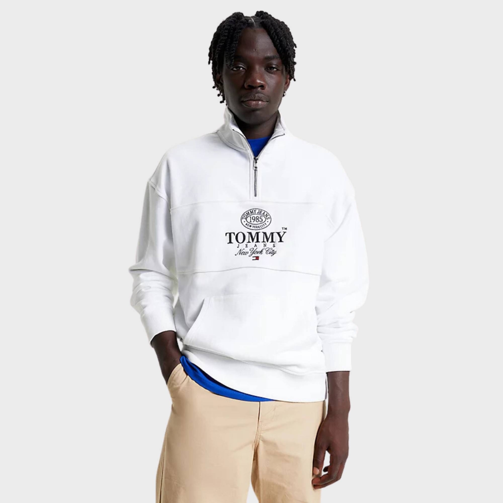 TOMMY JEANS MENS RELAXED LUXE ATHLETIC 1/2 ZIP