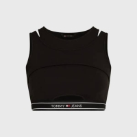 TOMMY CROPPED LOGO TAPING CUT OUT TANK TOP