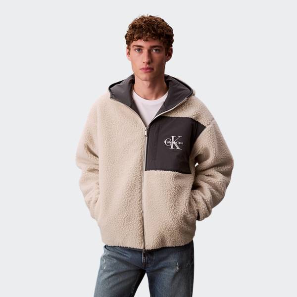 CALVIN KLEIN JEANS SHERPA FUNNEL NECK FULL ZIP HOODIE
