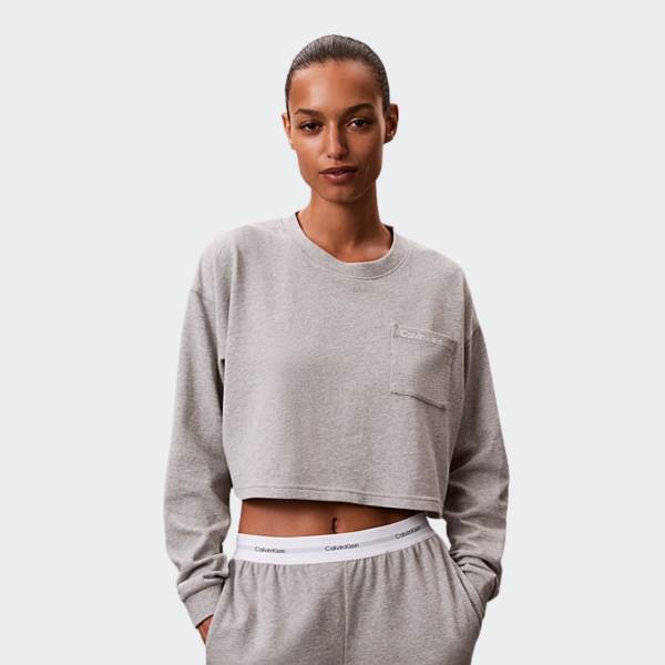 CALVIN KLEIN LOGO JERSEY CROP SWEATSHIRT