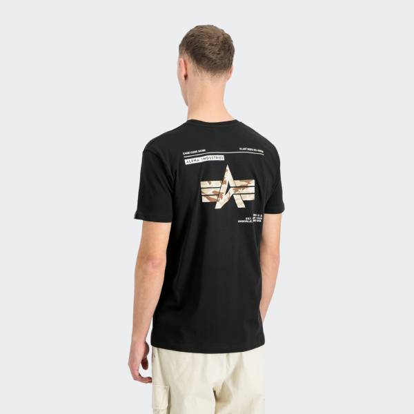 ALPHA INDUSTRIES CAMO LABEL BACK PRINT T-SHIRT