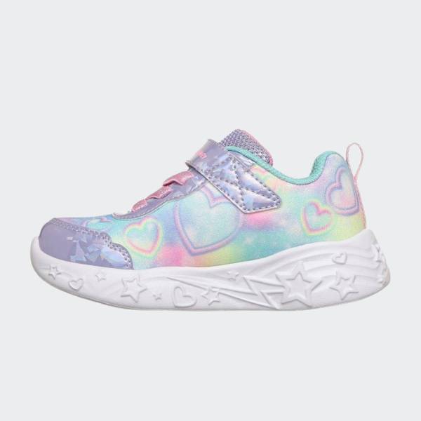 SKECHERS LIGHTED UNICORN WITH MULTI HEART PRINT UPPER