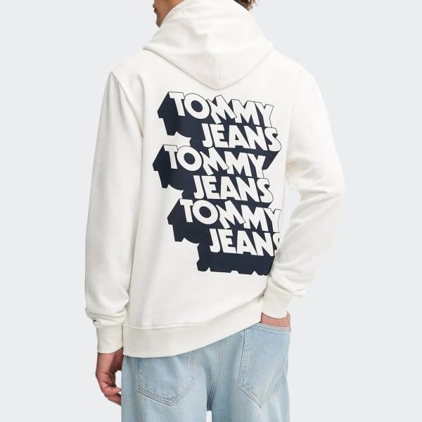 TOMMY JEANS MENS STACK BACK LOGO HOODIE