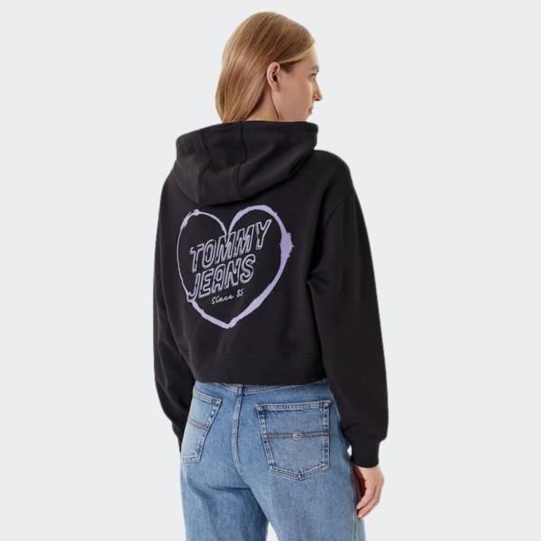 TOMMY JEANS WOMENS RELAXED CROPRED HEART HOODIE