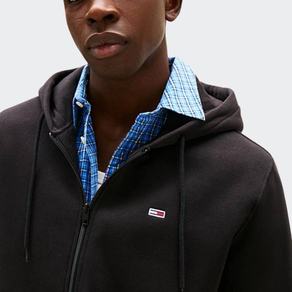 TOMMY JEANS MENS REGULAR FLAG ZIP HOODIE