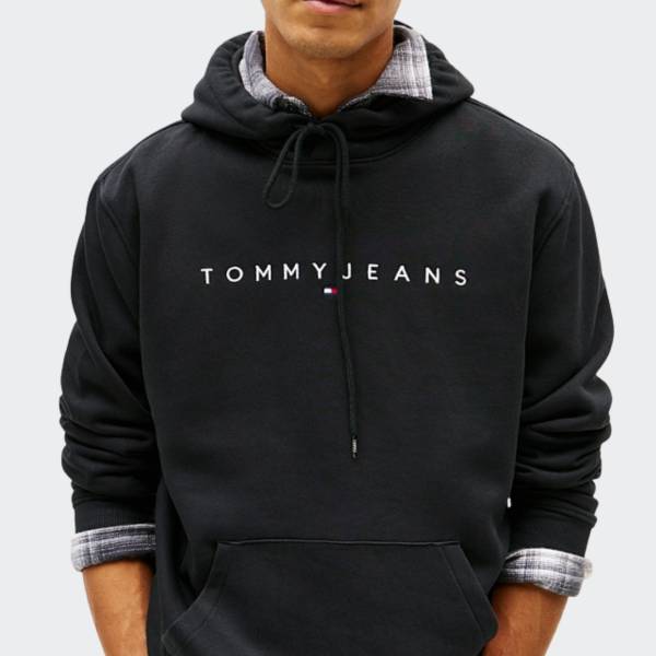 TOMMY JEANS MENS REGULAR LINEAR LOGO HOODIE