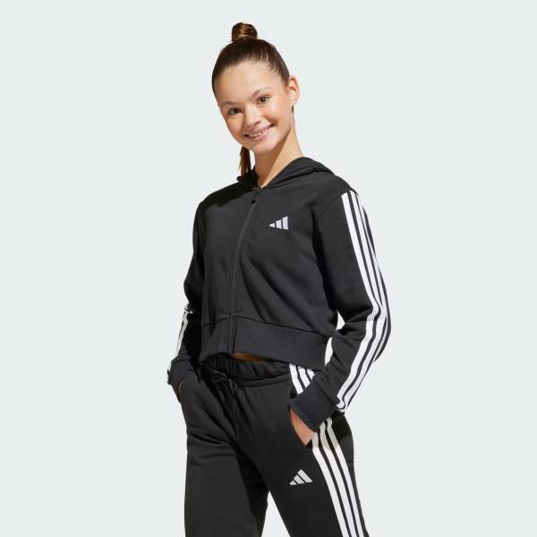 ADIDAS GIRLS 3STRIPES FULL ZIP CROPPED