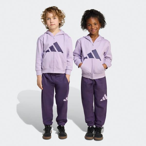 ADIDAS LITTLE GIRLS BIG LOGO FLEECE FULL ZIP TRACKSUIT